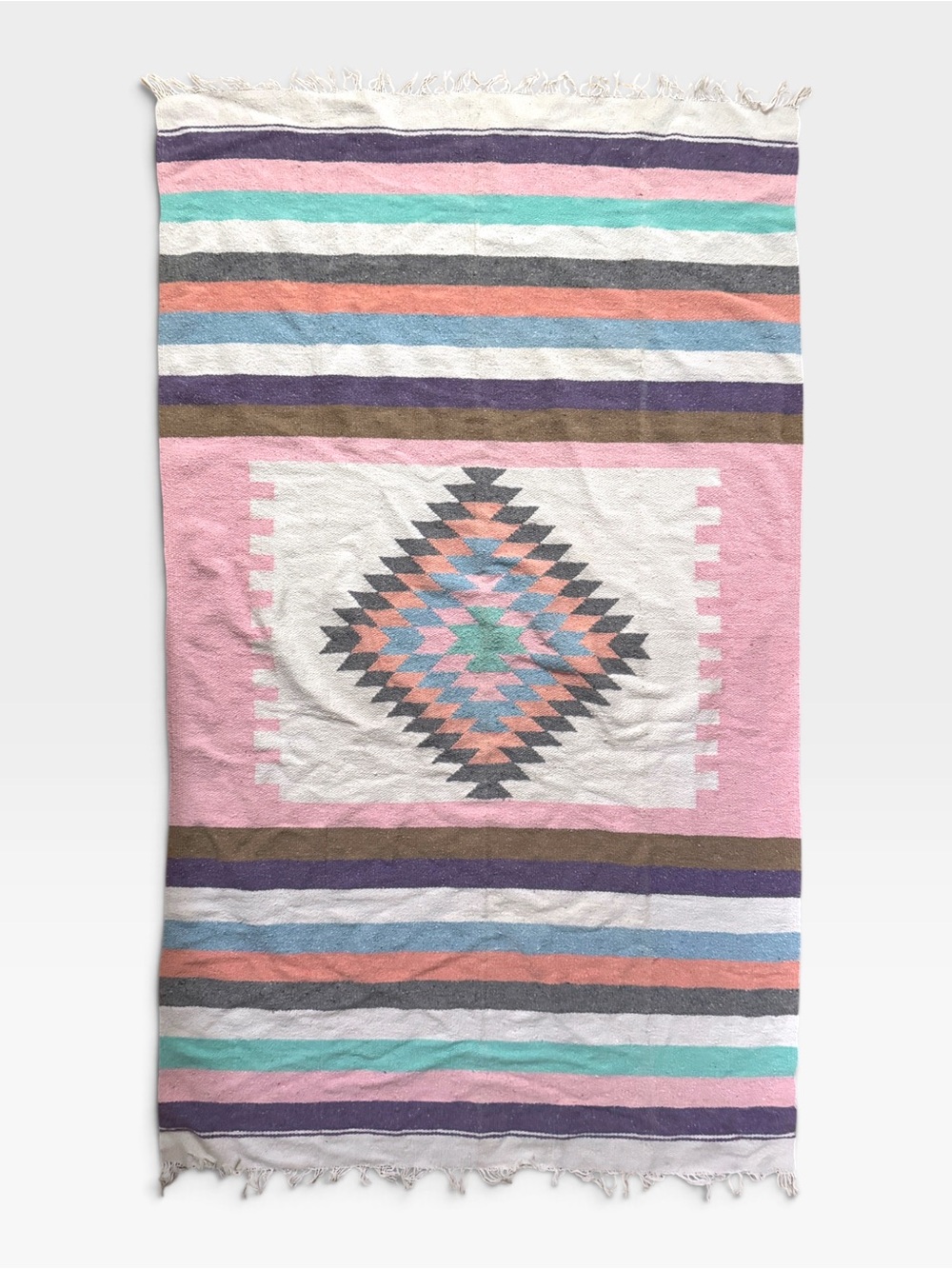 VTG Pastel Southwestern Western Large Woven Tapestry Blanket